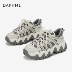 Daphne/达芙妮2020春增高厚底老爹鞋大波浪鞋底撞色拼接运动鞋