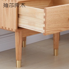 维莎全实木床头柜现代卧室橡木家具简约抽屉柜北欧床边置物小柜子