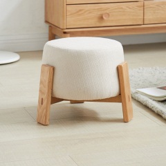 维莎全实木沙发脚踏凳现代简约小户型客厅橡木矮凳北欧家用小凳子