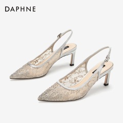 Daphne/达芙妮2020年春夏季新品网纱烫钻时装鞋性感中空女单鞋