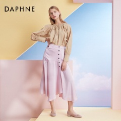 Daphne/达芙妮2020春单鞋女甜美浅口平底鞋时尚方扣奶奶鞋妈妈鞋