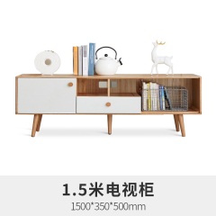 维莎全实木电视柜现代简约落地橡木矮柜北欧小户型白色收纳储物柜