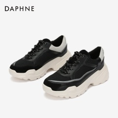 Daphne/达芙妮2020春简约黑白透气拼接发泡厚底柔弹运动休闲鞋