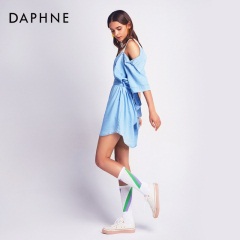 Daphne/达芙妮秋新款韩版低帮饼干鞋女学院风厚底防滑帆布鞋