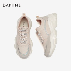 Daphne/达芙妮2020春季ins潮老爹鞋女网布拼接透气厚底高跟运动鞋