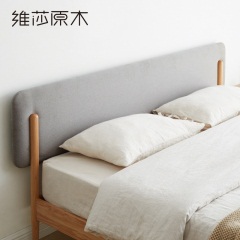 维莎纯实木床橡木软包床现代卧室1.8m双人1.5m床北欧简约原木家具