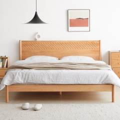 维莎全实木北欧床1.8米橡木床现代简约小户型1.5米床环保卧室家具