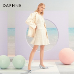 Daphne/达芙妮2020春尖头单鞋女舒适【羊皮】蝴蝶结单鞋小猫跟鞋