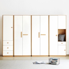 维莎全实木衣柜现代简约白色家用组合衣柜北欧小户型大收纳柜新款