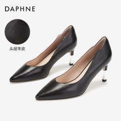 Daphne/达芙妮2020春优雅时尚单鞋女剪裁高跟鞋【羊皮】高跟鞋