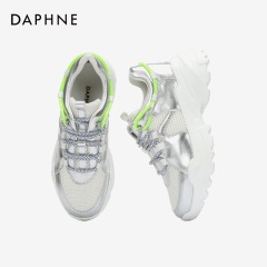Daphne/达芙妮2020春ins潮老爹鞋女耀眼荧光条厚底高跟运动智熏鞋