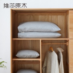 维莎北欧全实木衣柜橡木现代简约组装家用卧室两门推拉滑移门衣柜