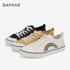 Daphne/达芙妮2020春彩虹厚底帆布鞋便捷免系带女单鞋