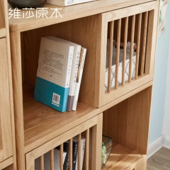 维莎日式全实木简约书架橡木书房家具边柜展示架书柜陈列架
