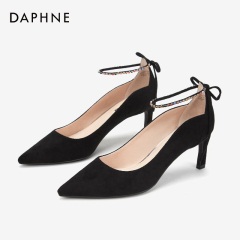 Daphne/达芙妮2020春新品宴会鞋猪皮材质女婚鞋闪耀钻扣高跟鞋