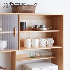 维莎实木餐边柜现代简约小户型多功能置物碗橱柜北欧茶水酒柜一体