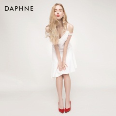 Daphne/达芙妮春秋新款性感创意个性戒指跟绒面高跟鞋女潮