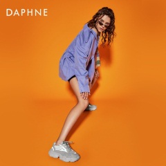 Daphne/达芙妮达芙妮秋老爹鞋小虎牙透气网布拼接厚底运动鞋