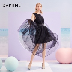 Daphne/达芙妮2020年春夏季新品网纱烫钻时装鞋性感中空女单鞋