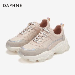 Daphne/达芙妮2020春季ins潮老爹鞋女网布拼接透气厚底高跟运动鞋