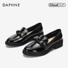 Daphne/达芙妮2020年春【真香鞋】蝴蝶结圆头乐福鞋舒适纯色单鞋