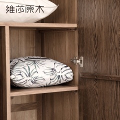 维莎日式衣柜全实木橡木木蜡油涂装简约胡桃色收纳柜卧室环保家具