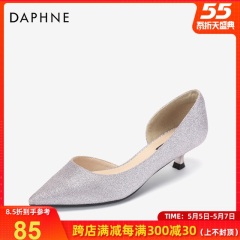 Daphne/达芙妮春秋新款性感侧空奥赛优雅低跟尖头猫跟单鞋女