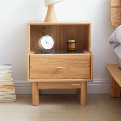 维莎全实木床头柜现代简约卧室小型收纳柜北欧橡木简易床边储物柜