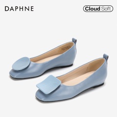 Daphne/达芙妮春秋新款名媛气质不对称饰扣浅口平底鞋女单鞋