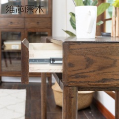 维莎日式纯实木书桌橡木写字台办公桌简约学习电脑桌书房环保家具