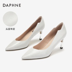 Daphne/达芙妮2020春优雅时尚单鞋女剪裁高跟鞋【羊皮】高跟鞋