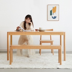 维莎实木餐桌现代简约家用餐厅长方形吃饭桌子北欧原木小户型餐台