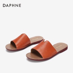 Daphne/达芙妮2020年夏新款女鞋羊皮外穿后空露趾沙滩拖鞋