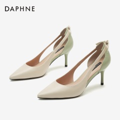 Daphne/达芙妮2020春季新品撞色中空女单鞋尖头细跟时装鞋