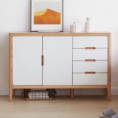 维莎全实木带门斗柜现代简约小户型橡木储物柜北欧卧室白色收纳柜