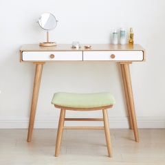 维莎北欧全实木化妆桌书桌一体现代简约卧室白色梳妆台简易小户型