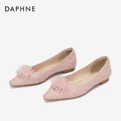Daphne/达芙妮2020春季新款仙女风平底鞋猪皮内里单鞋