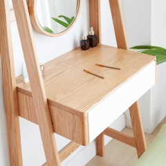 维莎北欧实木梳妆台书桌一体简约多功能小户型卧室化妆桌带置物架