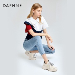 Daphne/达芙妮2020春拼接透气可调节后跟发泡厚底柔弹运动休闲鞋