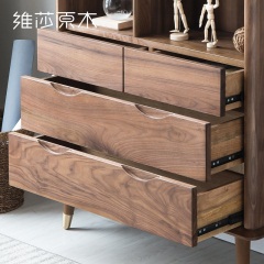 维莎胡桃木书柜全实木日式北欧简约置物柜木蜡油环保家具展示柜