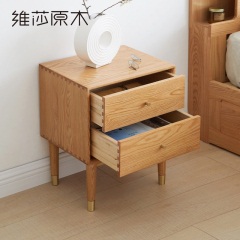 维莎实木床头柜简约现代卧室轻奢床边小柜北欧小型橡木置物柜新款
