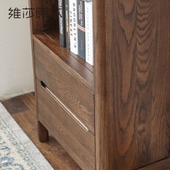 维莎纯实木书柜进口红橡木书架简约现代置物架带抽屉展示柜