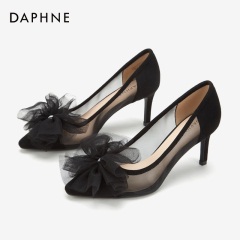 Daphne/达芙妮2020春新款网纱饰花时装鞋性感浅口女单鞋