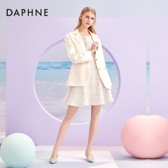 Daphne/达芙妮2020春新品单鞋女【羊皮】经典百搭低跟小猫跟单鞋