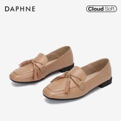 Daphne/达芙妮2020春季新款女鞋自由两穿平底乐福鞋复古流苏单鞋