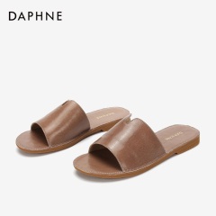 Daphne/达芙妮2020年夏新款女鞋羊皮外穿后空露趾沙滩拖鞋