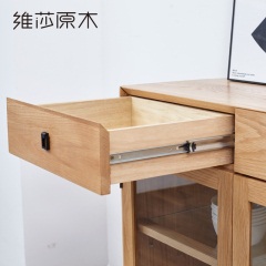 维莎日式纯实木单门餐边柜带抽橡木碗柜简约现代餐厅酒柜储物柜