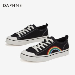 Daphne/达芙妮2020春彩虹厚底帆布鞋便捷免系带女单鞋