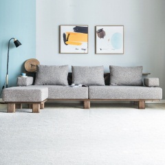 维莎全实木橡木转角沙发组合北欧现代简约家具环保木质布艺沙发