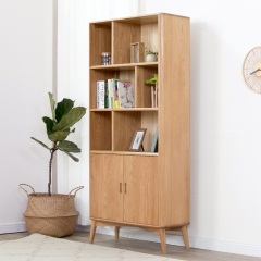 维莎日式纯实木书架 白橡木两门带上座全实木展示架陈列柜新品